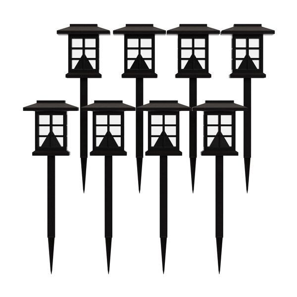Flash Furniture Halsey Brown Lantern Style LED Solar Lights Weather Resistant Outdoor Solar Powered Lights, 8PK DN-SL106-8-BR-GG - main